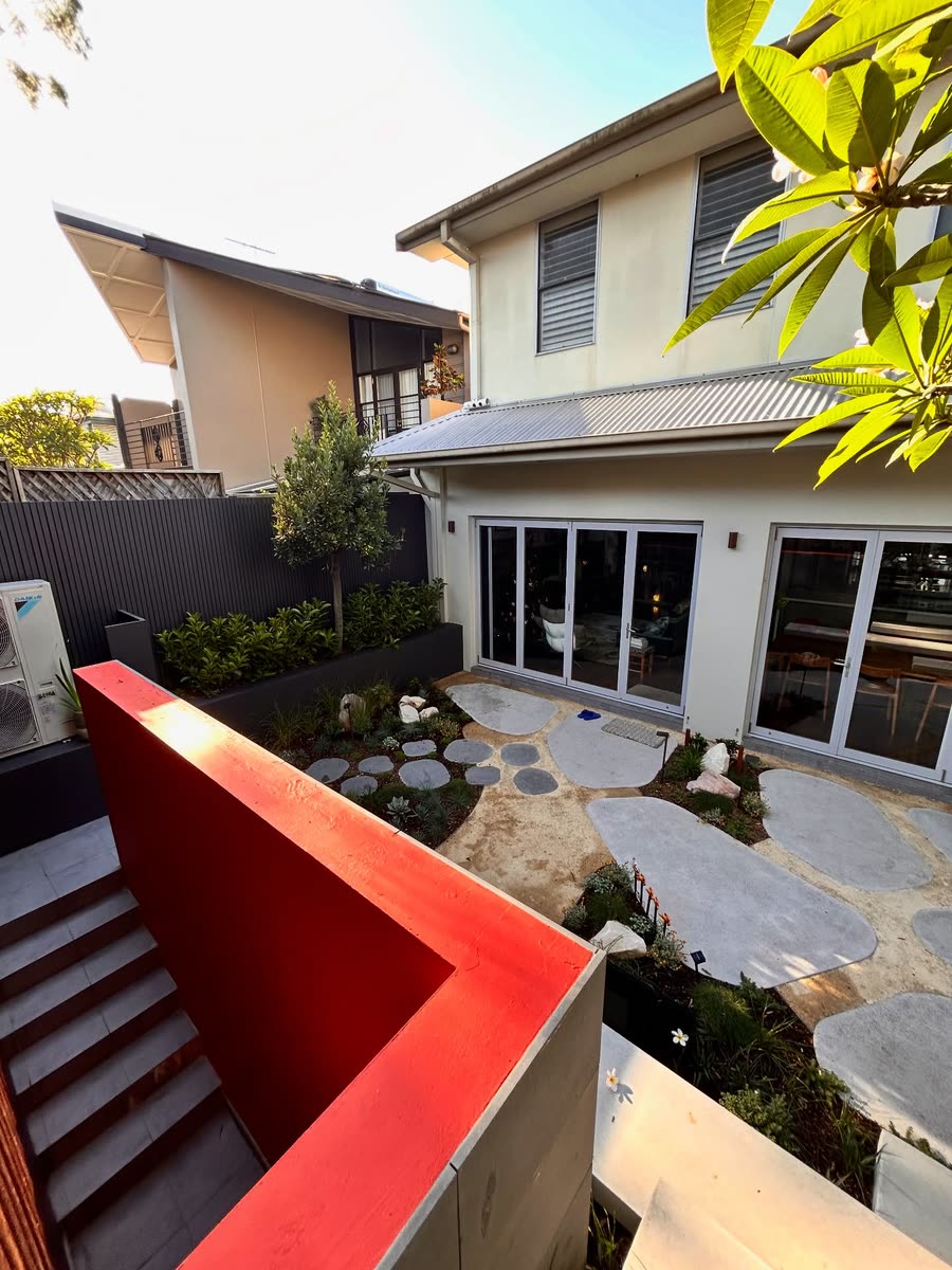 Modern facade with feature planter